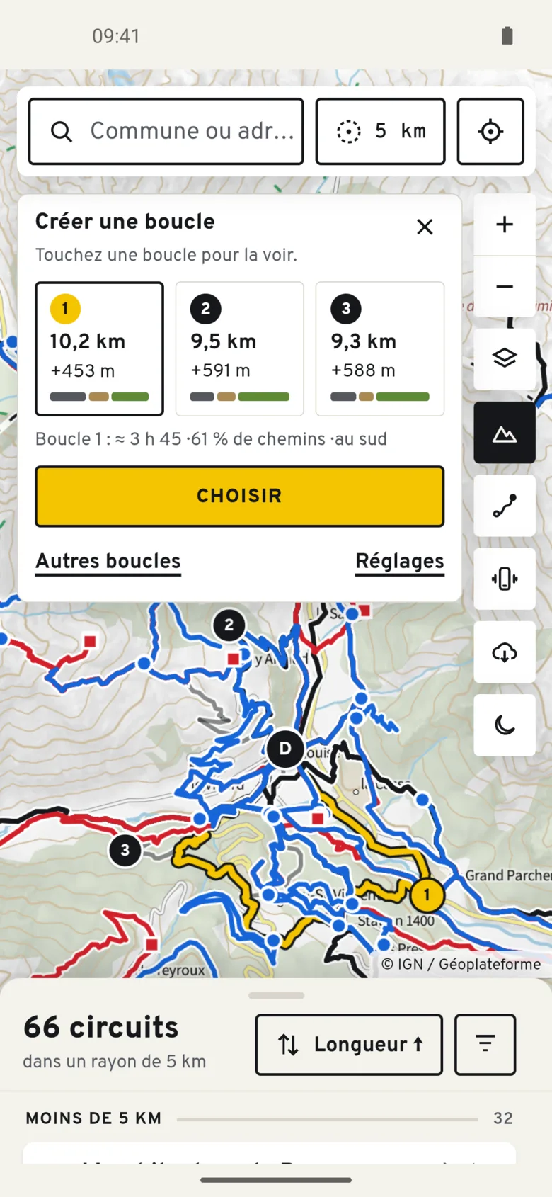 Créer une boucle : trois boucles d'environ 10 km et 500 m de montée autour de Vallouise